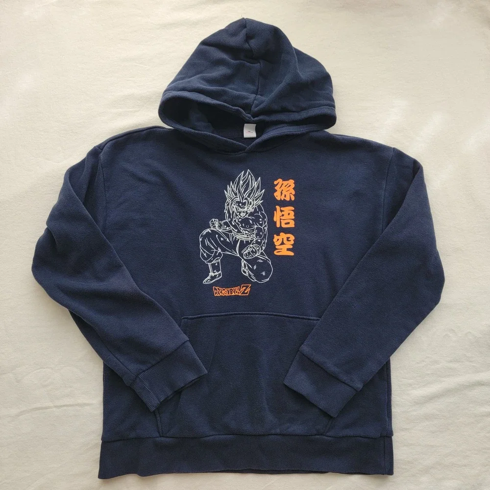 Old Navy Dragon Ball Z Goku Graphic Hoodie Navy Blue Kids XL 14-16 Pullover
